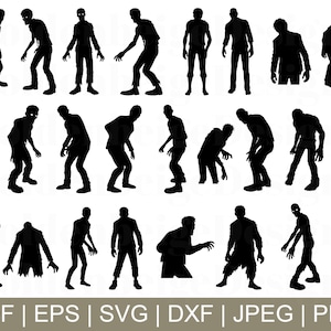 Zombie Svg, Zombie Cut-bestand, Zombie silhouet, Zombie Cricut, Zombie Vector, Zombies Dxf, Jpeg, Png
