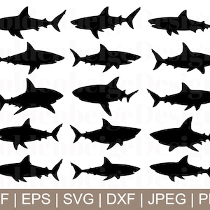 Shark Svg, Shark Vector, Shark Silhouette, Sharks Cut File, Sharks Cricut, Jpeg, Png