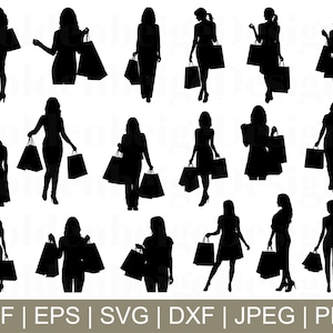 Winkelen vrouwen Svg, winkelen silhouet, winkelen gesneden bestand, winkelen Cricut, winkelen dxf, jpeg, png