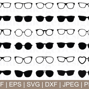 Glasses Svg, Glasses Silhouette, Glasses Vector, Glasses Dxf, Jpeg, Png