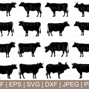 Cows Svg, Cows Vector, Cows Silhouette, Cows Isolated, Cows Cut File, Jpeg, Png