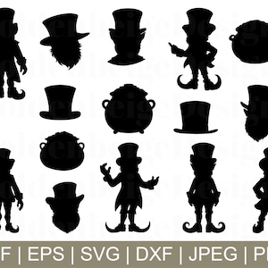 Leprechaun Svg, Leprechaun Cut File, Saint Patrick Silhouette, Pot of Gold Cricut, Leprechaun Dxf, Jpeg,