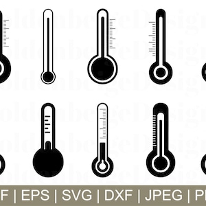 Thermometer Svg, Thermometer Cut File, Thermometer Silhouette, Thermometer Icon, Jpeg, Png