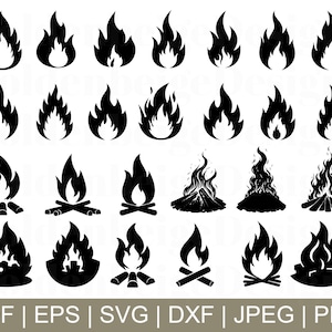 Fire Svg, Fire Silhouette, Fire Cut File, Fire Cricut, Fire Dxf, Jpeg, Png