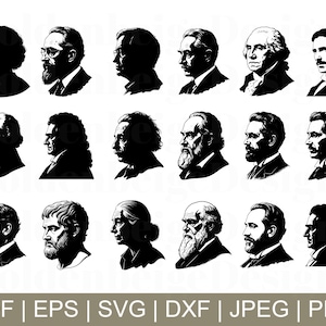 Perfil de cabeza de científico Svg, archivo de corte de perfil de cabeza de científico, silueta de científicos, científicos Cricut, Jpeg, Png