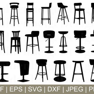 Bar Stool Svg, Bar Stool Vector, Bar Stool Silhouette, Bar Stool Cut File, Jpeg, Png