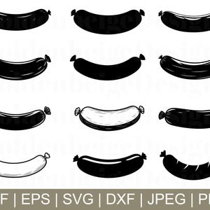 Sausage Svg, Sausage Cut File, Sausages Silhouette, Sausages Cricut, Sausage Dxf, Jpeg, Png