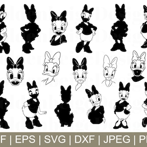 Daisy SVG, eend silhouet, Duck Cut-bestand, stripfiguur, eend Cricut, JPEG, png