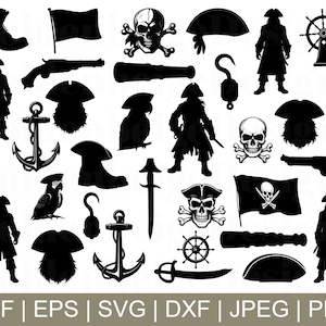 Pirate Svg, Pirate Silhouette, Pirate Hook, Pirate Shoes, Pirate Head, Pirate Cut File, Jpeg, Png