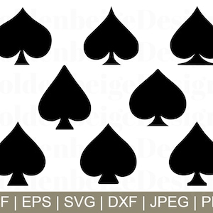 Spades Svg, Spades Vector, Spades Silhouette, Spade Cricut, Spade Cut File, Dxf, Jpeg, Png