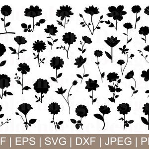 Flowers Svg, Flowers Silhouette, Flowers Vector, Flowers Cricut, Cut File, Jpeg, Png