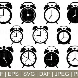 Wecker svg, Uhr Schnittdatei, Wecker Cricut, Uhr Silhouette, Uhr Vektor, Jpeg, Png