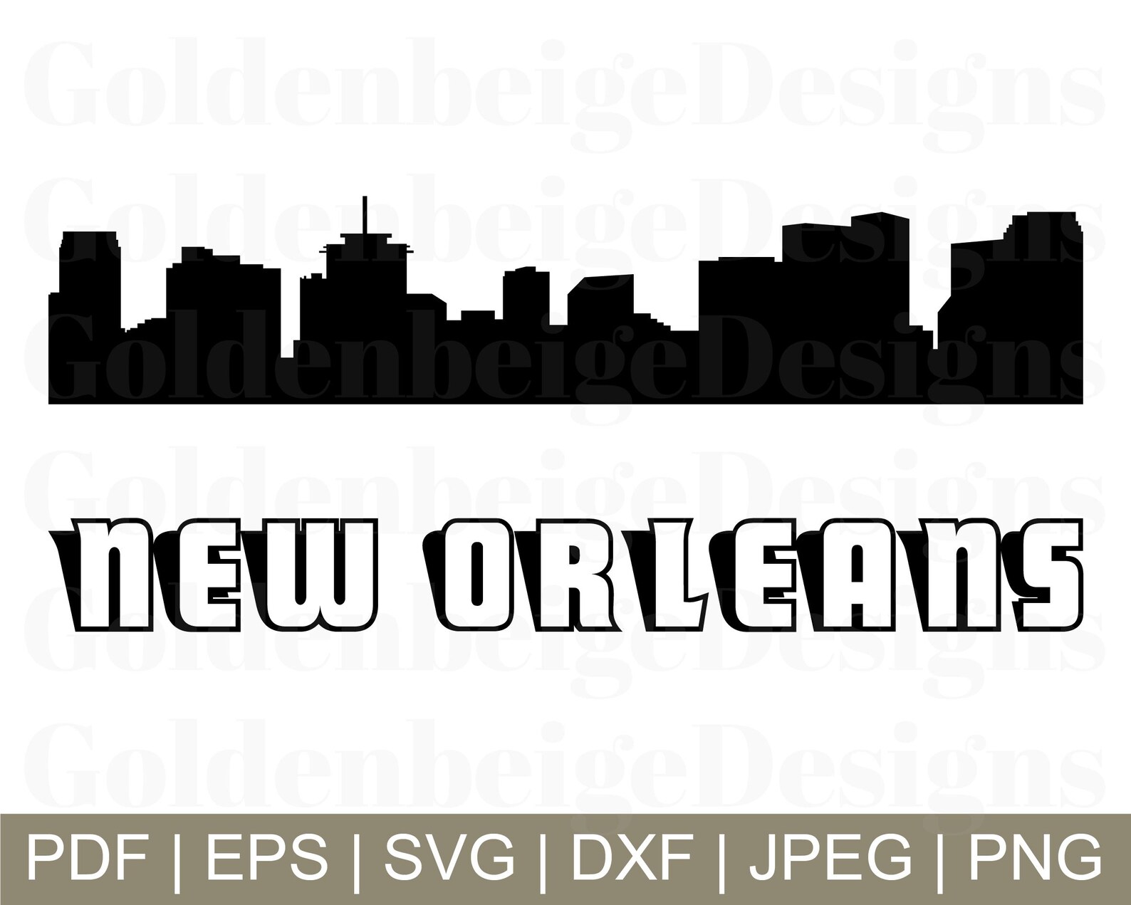 New Orleans Skyline Svg, New Orleans City Skyline, Skyline Silhouette ...