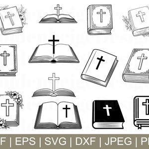 Bible Svg, Floral Bible Silhouette, Bible Cut File, Bible Outline, Bible Cricut, Jpeg, Png