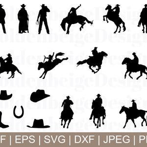 Cowboy Svg, Cowboy Vector, Cowboy Silhouette, Cowboy Cricut, Cowboy Cut File, Dxf, Jpeg, Png