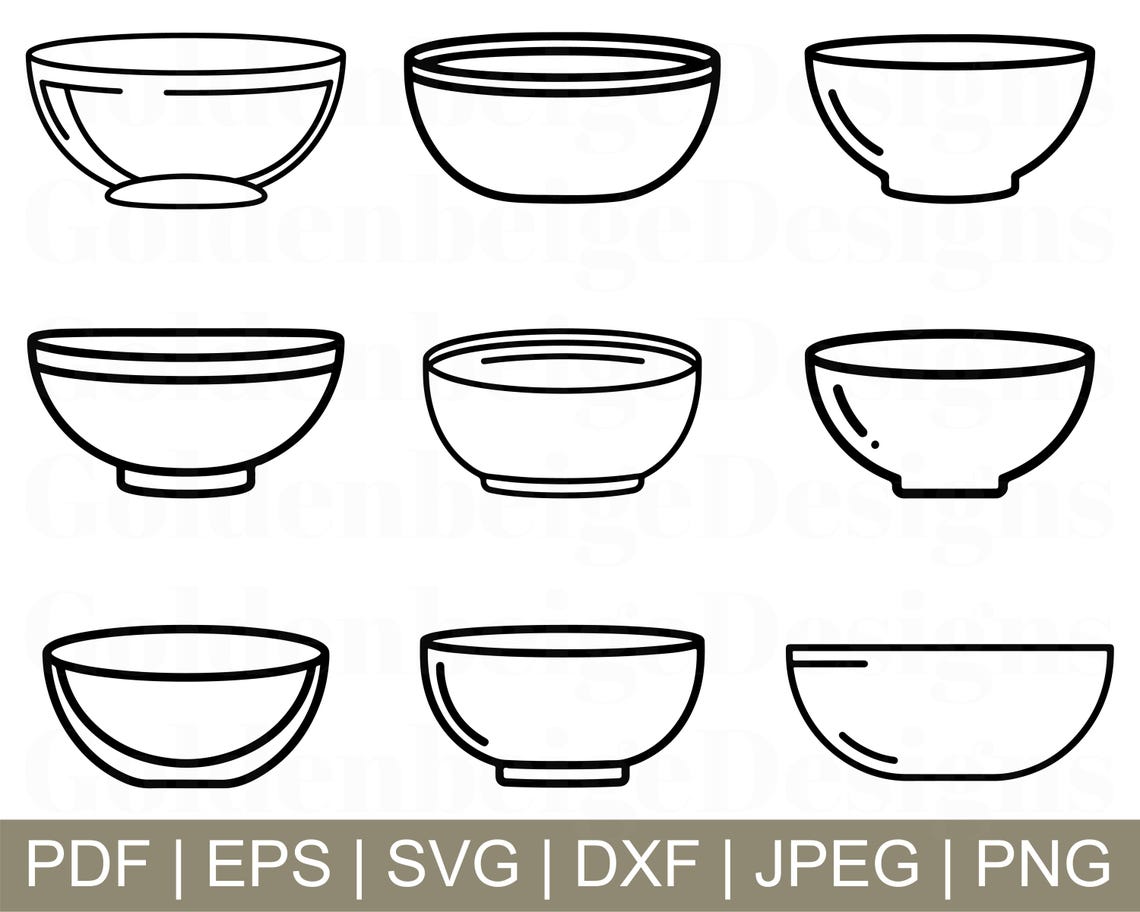 Bowl Svg, Bowl Cut File, Bowl Silhouette, Bowl Cricut, Bowl Dxf, Jpeg ...