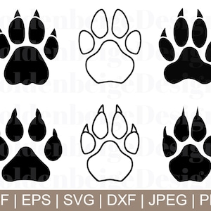 Cougar Paw Svg, Cougar Paw Vector, Cougar Paw Silhouette, Paw Print, Dxf, Jpeg, Png