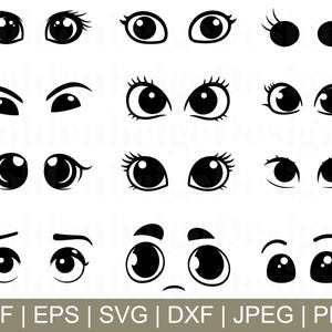 Cartoon Eyes Svg, Cartoon Eyes Cut File, Cartoon Cricut, Cartoon Dxf, Jpeg, Png
