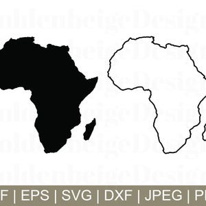 African Map Svg, African Map Vector, African Map Silhouette, Dxf, Jpeg ...