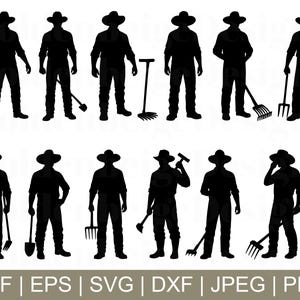 Farmers Svg, Farmer Cut File, Farmer Silhouette, Farmer Cricut, Farmer Dxf, Jpeg, Png