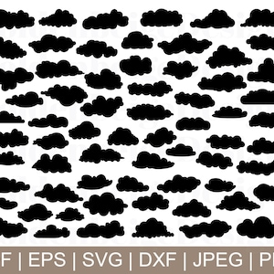 Clouds Svg, Clouds Silhouette, Clouds Vector, Clouds Dxf, Jpeg, Png