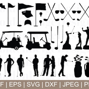 Golfing Svg, Gold Vector, Golf Player, Glf Stick, Golf Car, Dxf, Jpeg, Png