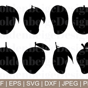 Mango Svg, Mango Silhouette, Mango Fruit Vector, Mango Dxf, Mango Cricut, Mango Clipart, Jpeg, Png