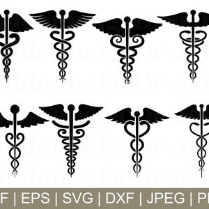 Caduceus Svg, Caduceus Silhouette, Caduceus Cut File, Medical Symbol, Medical Symbol Vector, Jpeg, Png