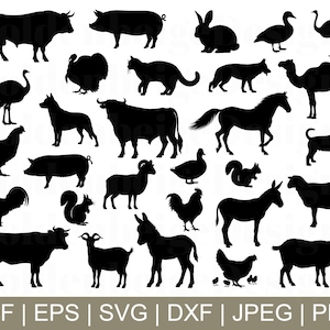 Farm Animals Svg, Farm Animals Vector, Cow, Bull, Dog, Cat, Pig, Turkey, Rooster, Jpg, png