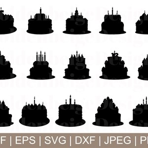 Birthday Cakes Svg, Birthday Cake Cut File, Birthday Cake Dxf, Birthday Cake Vector, Jpeg, Png
