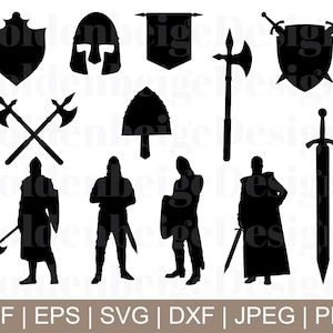 Mittelalterliches Design, Ritter Vektor, Ritter Silhouette, Mittelalterliche Cricut, Mittelalterliche Clipart, Schnittdatei