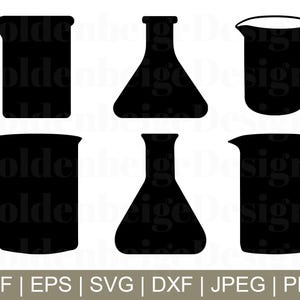 Beaker Silhouette, beaker Svg, Scientific beaker, Beaker Vector, Dxf, Png