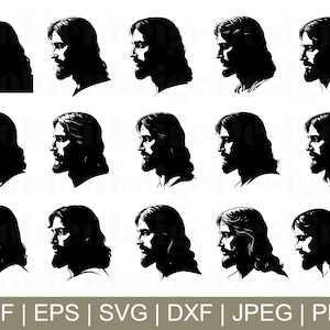 Jesus Svg, Jesus Silhouette, Jesus Cut File, Jesus Vector, Jesus Head, Dxf, Jpeg, Png
