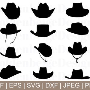 Cowboy Hats Svg, Cowboy Hats Vector, Cowboy Hats Silhouette, Cowboy Hats Cricut, Dxf, Jpeg, Png