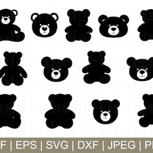Teddy Bear Svg, Teddy Bear Cut File, Teddy Bear Silhouette, Teddy Bear Dxf, Jpeg, Png