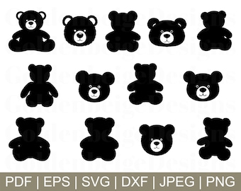 Teddy Bear Svg, Teddy Bear Cut File, Teddy Bear Silhouette, Teddy Bear Dxf, Jpeg, Png