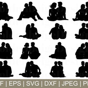 Paar Sitzend SVG, Paar Sitzend Schnittdatei, Paar Sitzend Cuple Sitzend Vektor, Paar Sitzend Dxf, Jpeg, Png