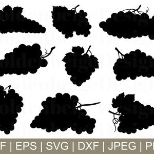Grapes Svg, Grapes Silhouette, Grapes Vector, Grapes Cut File, Grapes Dxf, Jpeg, Png