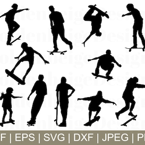 Skaters Svg, Skaters Vector, Skating Silhouette, Dxf, Jpeg, Png