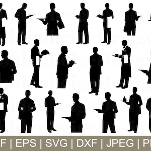 Kelner Svg, Kelner Plik Cut, Kelner Sylwetka, Kelner Dxf, Kelner Cricut, Jpeg, Png
