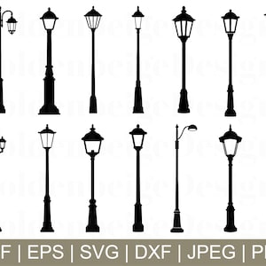 Street Light Svg, Street Lights Cut file, Street Light Silhouette, Street Light Dxf, Jpeg, Png