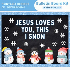 キッズウィンターチャーチのかわいい掲示板キット 印刷可能 イエス・キリストの雪だるま掲示板ディスプレイ 日曜学校 冬の教室 クリスチャンの冬の掲示板