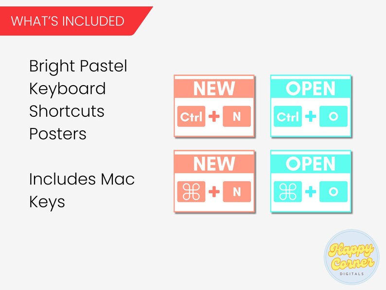 Keyboard Shortcuts Bright Pastel Posters With Mac Computer Keys ...