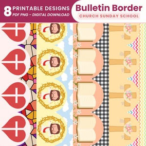 Sunday School Church Bulletin Board Borders Printable Christians Bulletin Boarders Cute Jesus Border Trims Religious Classroom Borders Faith