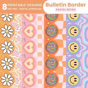 Classroom Bulletin Board Pastel Retro Borders For Bulletin Display Retro Design Groovy Pastel Retro Classroom Decor Printable Retro Borders