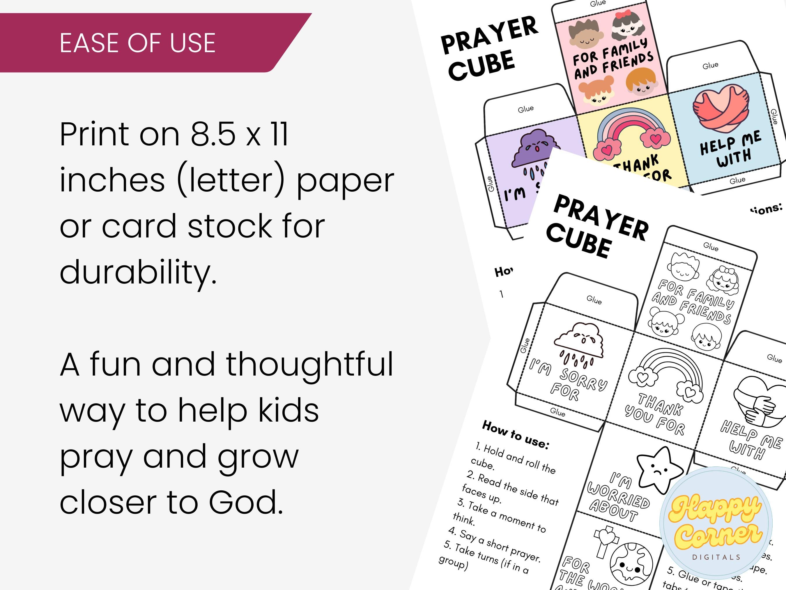 Sunday School Prayer Cube Printable Prayer Activity Cute Coloring ...