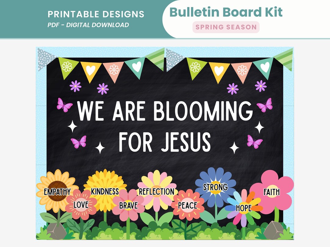 We Are Blooming for Jesus Spring Church Bulletin Board Kit Printable ...