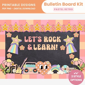 Pastel Retro Bulletin Board Kit For Classroom Display Back To School Bulletin Display Printable Vintage Classroom Decor Groovy Bulletin