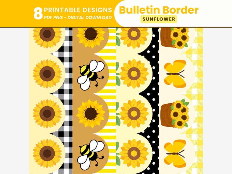 Sunflower Bulletin Board Borders Straight and Scalloped Bulletin Trims ...