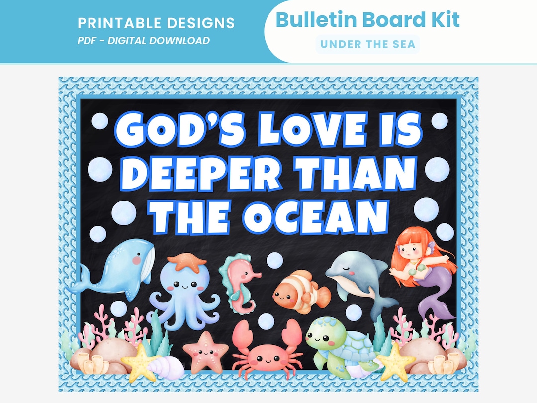 Under the Sea Church Bulletin Board Kit Printable Sunday School Ocean ...